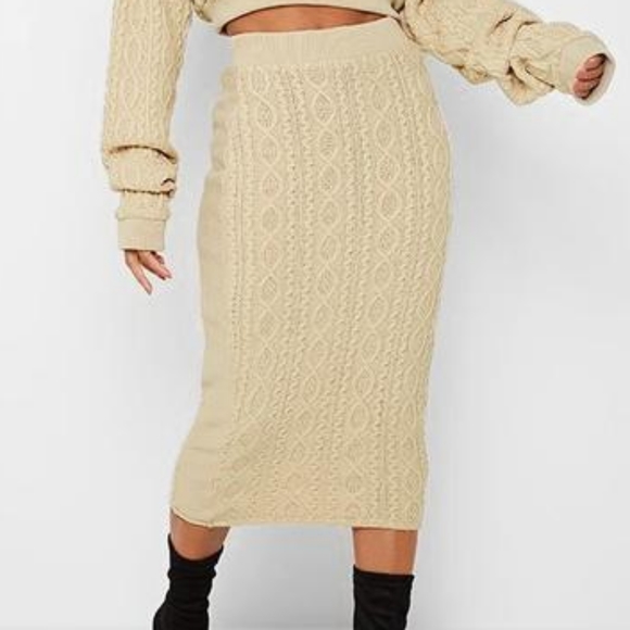 Black Cable Knit Sweater Midi Skirt - Picture 3 of 3